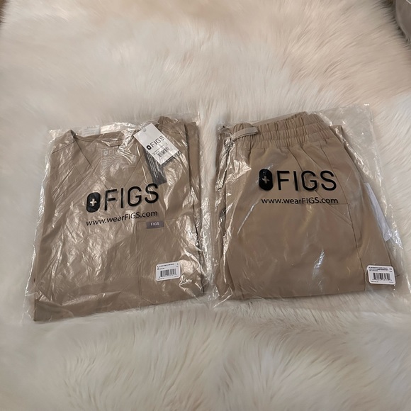 Figs Pants - Figs Light Oak FIONLITE Small Slim Catarina & XS Petite Hi Waisted Joggers.